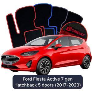 OMEVO Velours-Autofußmatten für Ford Fiesta Active 7 gen Kompakt 5 Türer (2017-2023)