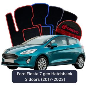 OMEVO Velours-Autofußmatten für Ford Fiesta 7 gen Kompakt 3 Türer (2017-2023)