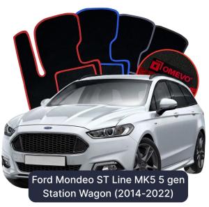 OMEVO Velours-Autofußmatten für Ford Mondeo ST Line MK5 5 gen Kombi (2014-2022)