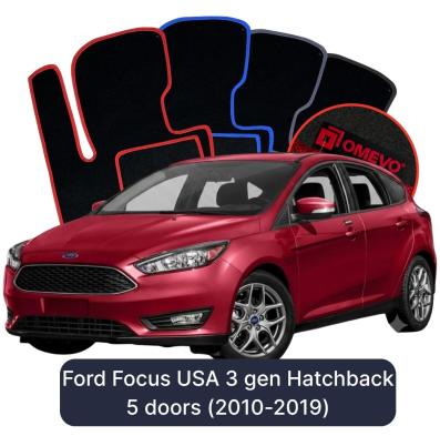 Velours-Autofußmatten OMEVO für Ford Focus USA 3 gen Hatchback 5 Türer (2010-2019)