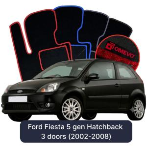 OMEVO Velours-Autofußmatten für Ford Fiesta 5 gen Kompakt 3 Türer (2002-2008)
