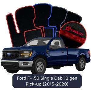 OMEVO Velours-Autofußmatten für Ford F-150 Single Cab 13 gen Pick-up (2015-2020)