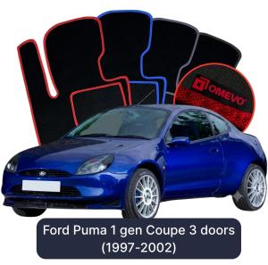 OMEVO Velours-Autofußmatten für Ford Puma 1 gen Coupe 3 Türer (1997-2002)