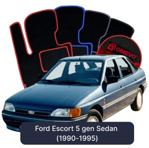 OMEVO Velours-Autofußmatten für Ford Escort 5 gen Limousine (1990-1995)