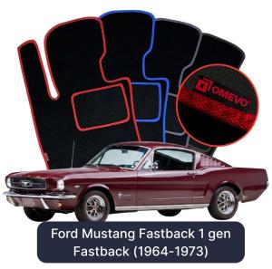 OMEVO Velours-Autofußmatten für Ford Mustang Fastback 1 gen Fastback (1964-1973)