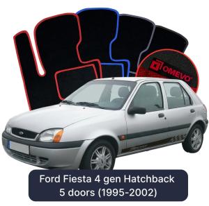 OMEVO Velours-Autofußmatten für Ford Fiesta 4 gen Kompakt 5 Türer (1995-2002)