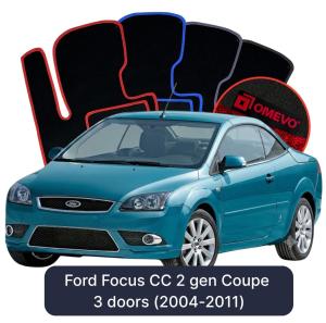 OMEVO Velours-Autofußmatten für Ford Focus CC 2 gen Coupe 3 Türer (2004-2011)