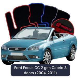 OMEVO Velours-Autofußmatten für Ford Focus CC 2 gen Cabrio 3 Türen (2004-2011)