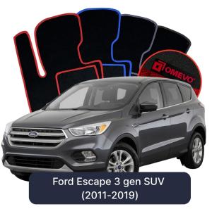 OMEVO Velours-Autofußmatten für Ford Escape 3 gen SUV (2011-2019)