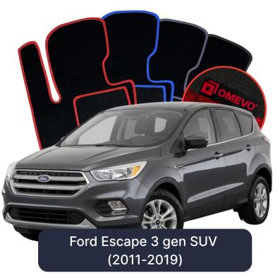 Velours-Autofußmatten OMEVO für Ford Escape 3 gen SUV (2011-2019)