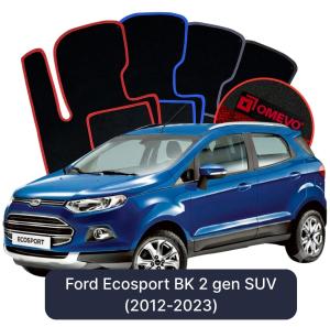 OMEVO Velours-Autofußmatten für Ford Ecosport BK 2 gen SUV (2012-2023)