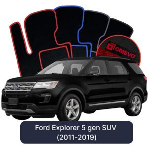 OMEVO Velours-Autofußmatten für Ford Explorer 5 gen SUV (2011-2019)