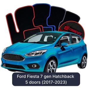 OMEVO Velours-Autofußmatten für Ford Fiesta 7 gen Kompakt 5 Türer (2017-2023)
