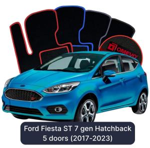 OMEVO Velours-Autofußmatten für Ford Fiesta ST 7 gen Kompakt 5 Türer (2017-2023)