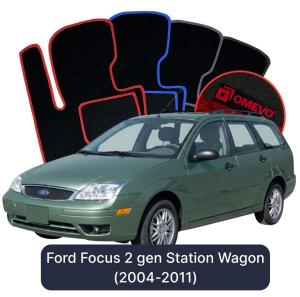 OMEVO Velours-Autofußmatten für Ford Focus 2 gen Kombi (2004-2011)