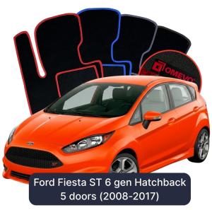 OMEVO Velours-Autofußmatten für Ford Fiesta ST 6 gen Kompakt 5 Türer (2008-2017)