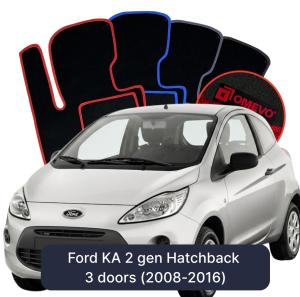 OMEVO Velours-Autofußmatten für Ford KA 2 gen Kompakt 3 Türer (2008-2016)