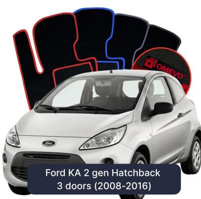 Velours-Autofußmatten OMEVO für Ford KA 2 gen Kompakt 3 Türer (2008-2016)