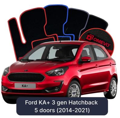 Velours-Autofußmatten OMEVO für Ford KA+ 3 gen Kompakt 5 Türer (2014-2021)