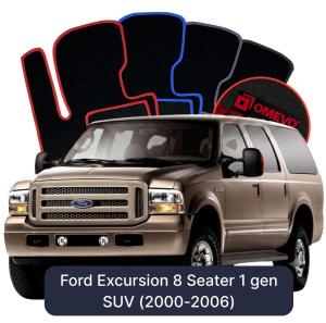 OMEVO Velours-Autofußmatten für Ford Excursion 8-Sitzer 1 gen SUV (2000-2006)