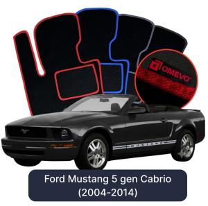 OMEVO Velours-Autofußmatten für Ford Mustang 5 gen Cabrio (2004-2014)