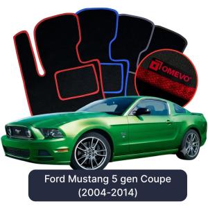 OMEVO Velours-Autofußmatten für Ford Mustang 5 gen Coupe (2004-2014)