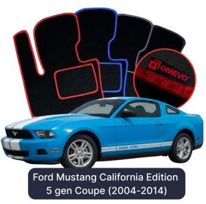 OMEVO Velours-Autofußmatten für Ford Mustang California Edition 5 gen Coupe (2004-2014)