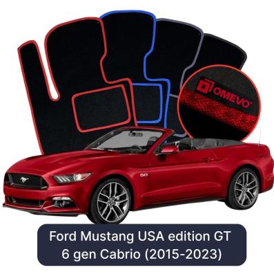 Velours-Autofußmatten OMEVO für Ford Mustang USA edition GT 6 gen Cabrio (2015-2023)