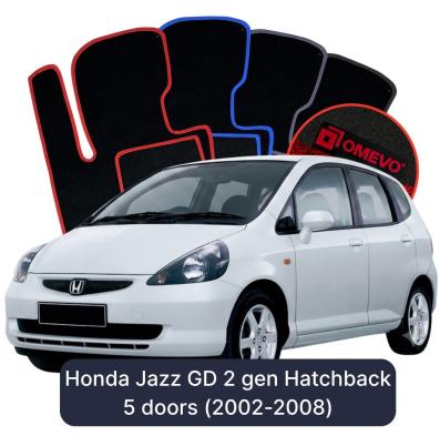 Velours-Autofußmatten OMEVO für Honda Jazz GD 2 gen Kompakt 5 Türer (2002-2008)
