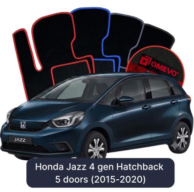 Velours-Autofußmatten OMEVO für Honda Jazz 4 gen Kompakt 5 Türer (2015-2020)