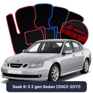 Velours-Autofußmatten OMEVO für Saab 44994 2 gen Limousine (2002-2015)