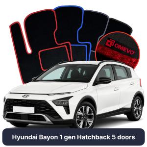 OMEVO Velours-Autofußmatten für Hyundai Bayon 1 gen Kompakt 5 Türer (2022-2025)