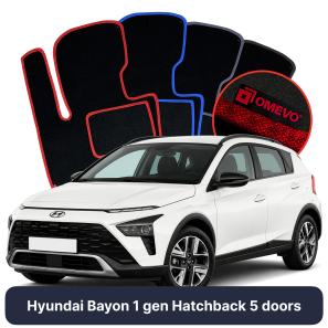 Velours-Autofußmatten OMEVO für Hyundai Bayon 1 gen Kompakt 5 Türer (2022-2025)