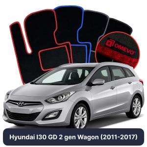 OMEVO Velours-Autofußmatten für Hyundai I30 GD 2 gen Kombi (2011-2017)