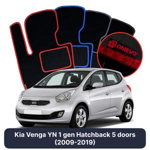 OMEVO Velours-Autofußmatten für Kia Venga YN 1 gen Kompakt 5 Türen (2009-2019)