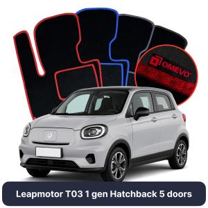 OMEVO Velours-Autofußmatten für Leapmotor T03 1 gen Hatchback 5 Türer (2024-2025)