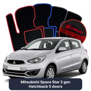 OMEVO Velours-Autofußmatten für Mitsubishi Space Star 2 gen Kompakt 5 Türer (2012-2025)
