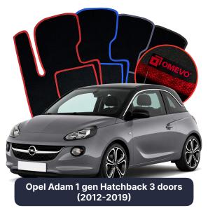 Velours-Autofußmatten OMEVO für Opel Adam 1 gen Kompakt 3 Türer (2012-2019)