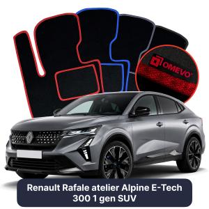 OMEVO Velours-Autofußmatten für Renault Rafale atelier Alpine E-Tech 300 1 gen SUV (2024-2025)