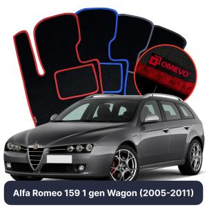 OMEVO Velours-Autofußmatten für Alfa Romeo 159 1 gen Kombi (2005-2011)