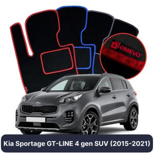 OMEVO Velours-Autofußmatten für Kia Sportage GT-LINE 4 gen SUV (2015-2021)