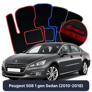 OMEVO Velours-Autofußmatten für Peugeot 508 1 gen Limousine (2010-2018)
