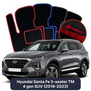 Velours-Autofußmatten OMEVO für Hyundai Santa Fe 5-Sitzer TM 4 gen SUV (2018-2023)