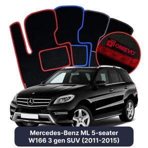 Velours-Autofußmatten OMEVO für Mercedes-Benz ML 5-Sitzer W166 3 gen SUV (2011-2015)