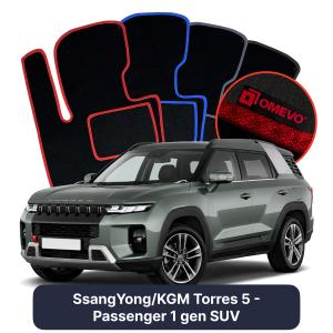 OMEVO Velours-Autofußmatten für SsangYong Torres 5-Sitzer 1 gen SUV (2022-2024)