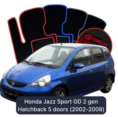 Velours-Autofußmatten OMEVO für Honda Jazz Sport GD 2 gen Kompakt 5 Türer (2002-2008)