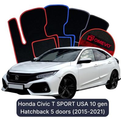 Velours-Autofußmatten OMEVO für Honda Civic T SPORT US-Version 10 gen Kompakt 5 Türer (2015-2021)