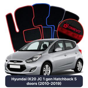 OMEVO Velours-Autofußmatten für Hyundai IX20 JC 1 gen Kompakt 5 Türer (2010-2019)