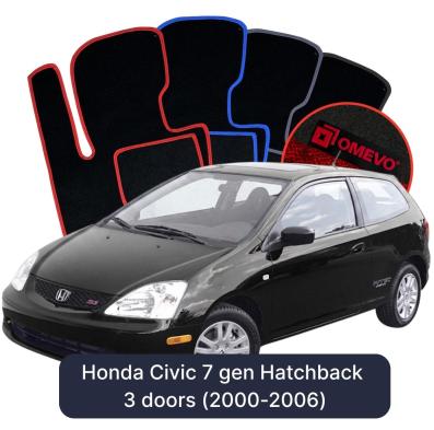 Velours-Autofußmatten OMEVO für Honda Civic 7 gen Kompakt 3 Türer (2000-2006)