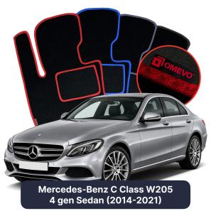 Velours-Autofußmatten OMEVO für Mercedes-Benz C-Klasse W205 4 gen Limousine (2014-2021)